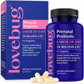 LOVEBUG Prenatal Probiotic Supplement - 7 Probiotics &amp Prenatal Vitamins for Women 20 Billion CFU with Soothing Peppermint Ginger Raspberry Leaf and Lemon Balm. 30 Capsules