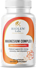 Magnesium Complex Max Bioavailability Formula for Energy Recovery Relaxation 60 Vegan Capsules Non-GMO Gluten-Free