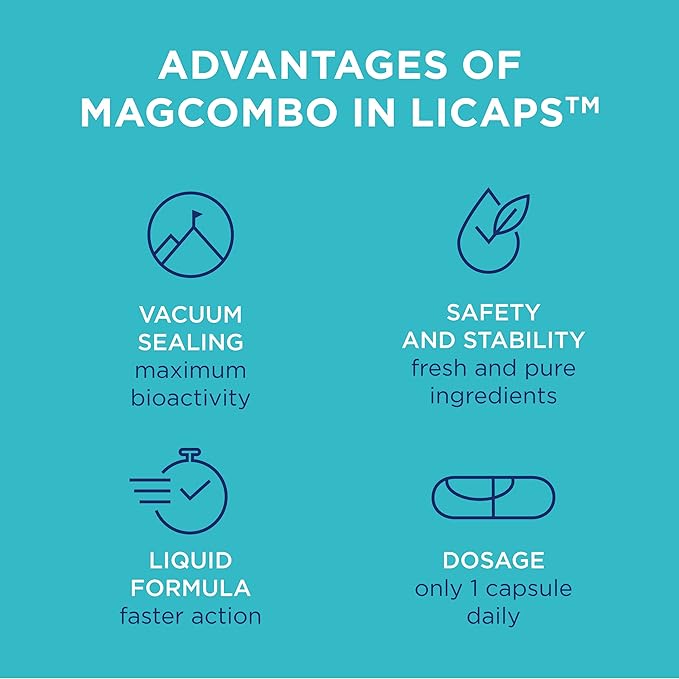 MagCombo - Concentrated Pure Magnesium Special Oil Formula for Maximum Absorption enriched with Vitamins В2 В6 В12 and С only 1 Capsule Daily.