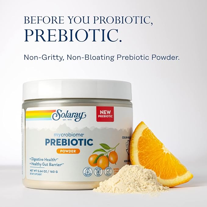 SOLARAY Mycrobiome Prebiotic Powder Prebiotics for Women and Men Digestive Nutritional Supplements for Colon and Gut Health Easy-to-Mix Non-Bloating Formula Citrus Flavor 20 Servings 5.64 OZ