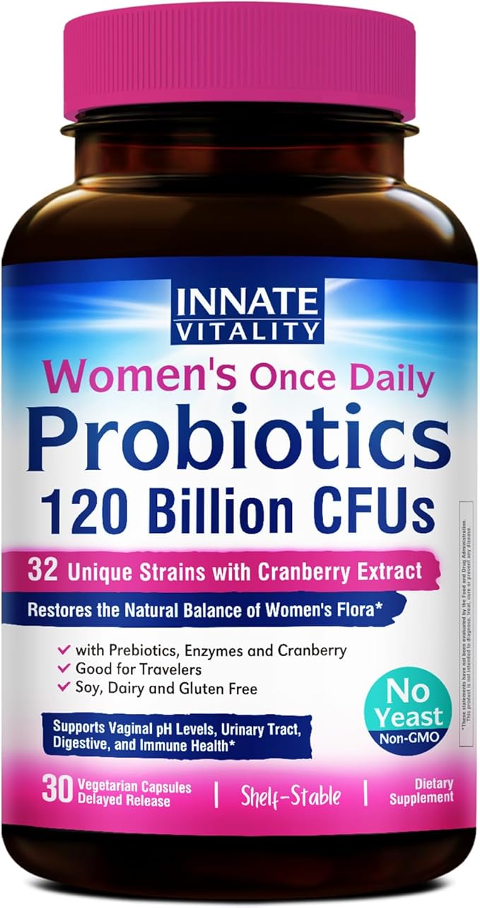 Innate Vitality Women’s Probiotics and Caffeine Capsules Bundle Non-GMO Dietary Supplements Vegan Capsules