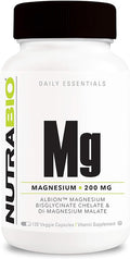 NutraBio Magnesium Supplement Magnesium Glycinate for Sleep Biglycinate D-Magnesium Malate Muscle &amp Nerve Support for Men and Women 120 Vegetable Capsules