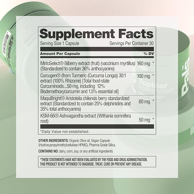 Dry Eye Relief Supplements for Adults with Pure Bilberry Extract Toptear Ultimate Eye Vitamins for Eyesight Dryness Relief Strain Optical Nerve &amp Vision Care Support Vegan Capsules (30 Days) P