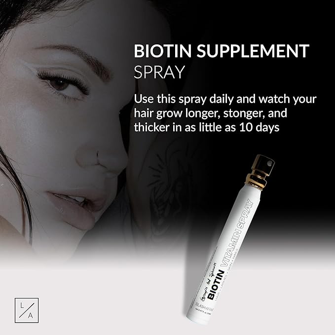 Lash Affair Biotin Supplement Vitamins for Hair Skin and Nails Growth Vegan Biotin Mouth Spray with Vitamin C E Iron and Amino Acids Gluten Free Cruelty-Free Made in the USA