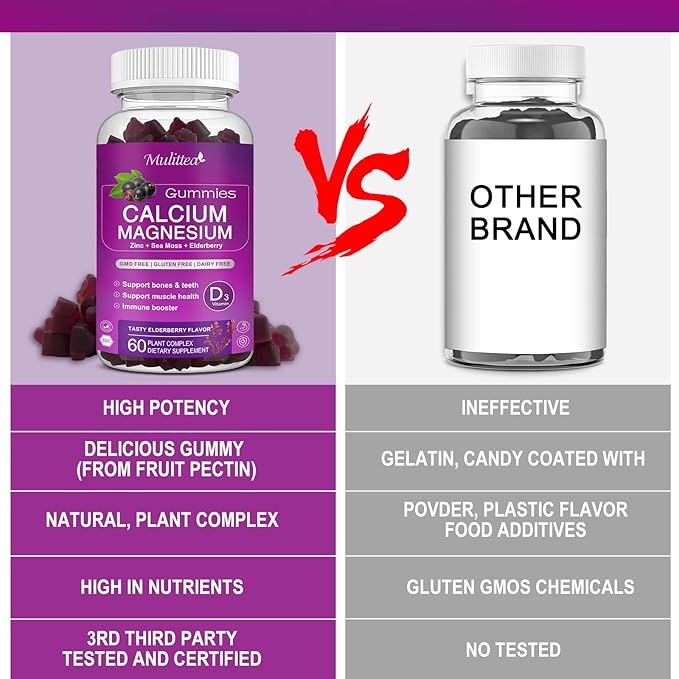 Calcium Magnesium Zinc Gummies with High Absorption Magnesium Glycinate 200mg Potassium -Plant Calcium Supplement w/ D3 &amp Sea Moss for Bone Muscles Calm Mood &amp Sleep Support- Kids &amp adu