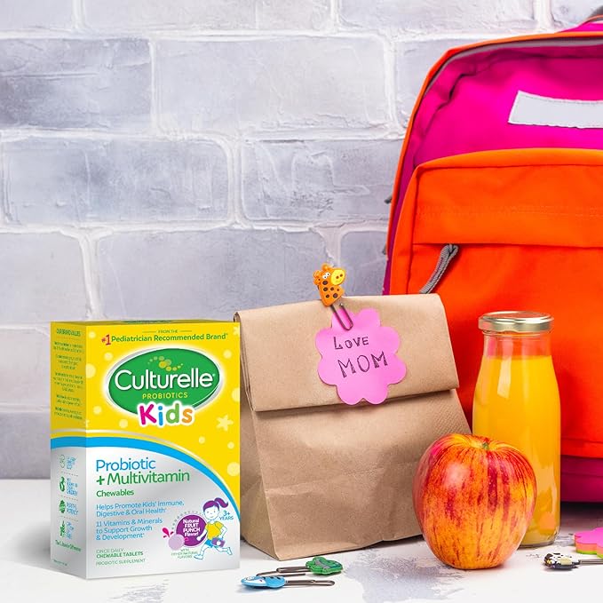 Culturelle Kids Probiotic + Complete Multivitamin Chewable For Kids Ages 3+ 30 Count Digestive Health Oral Health &amp Immune Support - With 11 Vitamins &amp Minerals including Vitamin C D3 &a