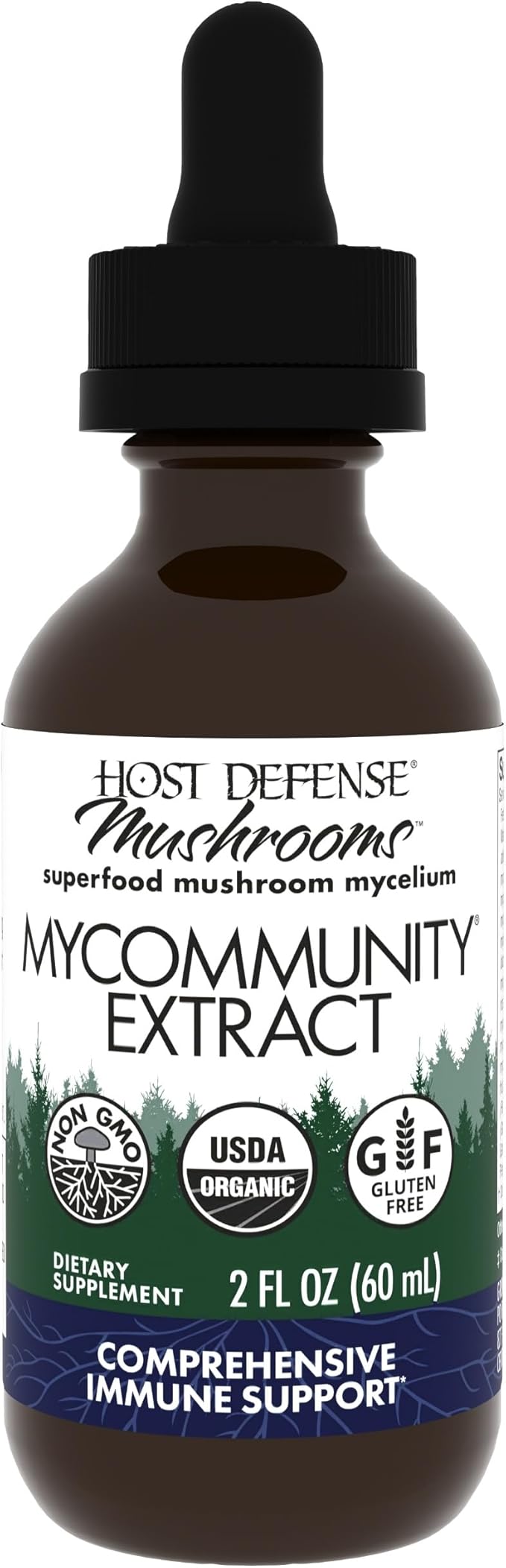 Host Defense MyCommunity Extract - 17 Species Blend Mushroom Supplement for Immune Support - Extract with Lion's Mane Reishi Chaga Cordyceps Turkey Tail &amp More - 2 fl oz (60 Servings)*