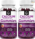 Calcium Magnesium Zinc Gummies with High Absorption Magnesium Glycinate 300mg Potassium - Plant Complex Calcium Magnesium 2:1 Ratio with D3 Sea Moss for Bone Immune &amp Sleep Support Vegan-2 Pac