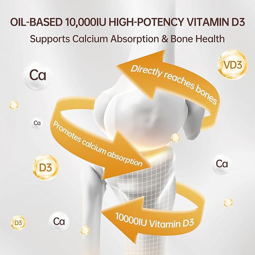 300 Pcs 2 in 1 Vitamin D3 10000 iu Plus K2 (MK-7) 200 mcg Virgin Coconut Oil Softgels with Vitamins D &amp K Supports Calcium Absorption Bone Immune &amp Heart Health – Easy to Swallow