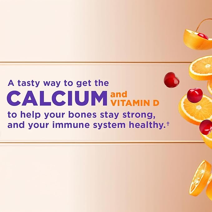 KS Calcium 500 mg with Vitamin D3 1000 IU &amp Zinc – 120 Gummies (2-Month Supply) – Bone Teeth &amp Immune Support for Adults – Natural Orange &amp Cherry Flavors – USP Verified