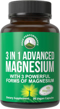3 in 1 Advanced Magtein Magnesium Complex Capsules with Clinically Tested Magnesium L-Threonate Glycinate &amp Taurinate. High Absorption &amp Bioavailability. Support Brain Focus &amp Memory. 90