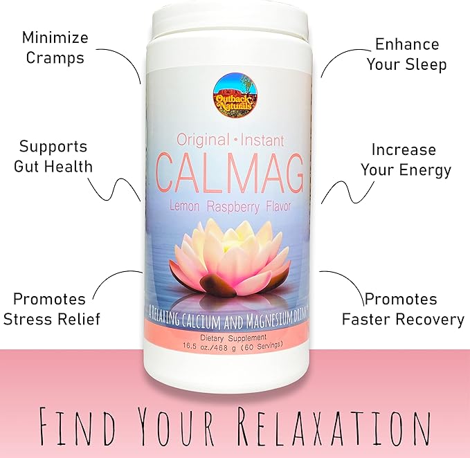 CalMag 2:1 High Absorption Calcium Magnesium Citrate Powder Supplement for Stress Relief and Sleep Calcium Supplement for Bone Health Lemon Raspberry Flavor 16.5oz (Pack of 1)