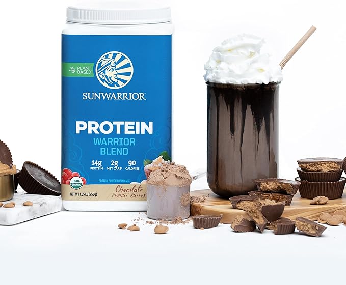 Organic Plant Based Protein Powder | Vegan Organic Protein Powder with BCAA Amino Acids &amp Hemp Seed Pea Blend | Non-GMO Soy Dairy Filler &amp Gluten Free (Chocolate Peanut Butter 30 Servings)