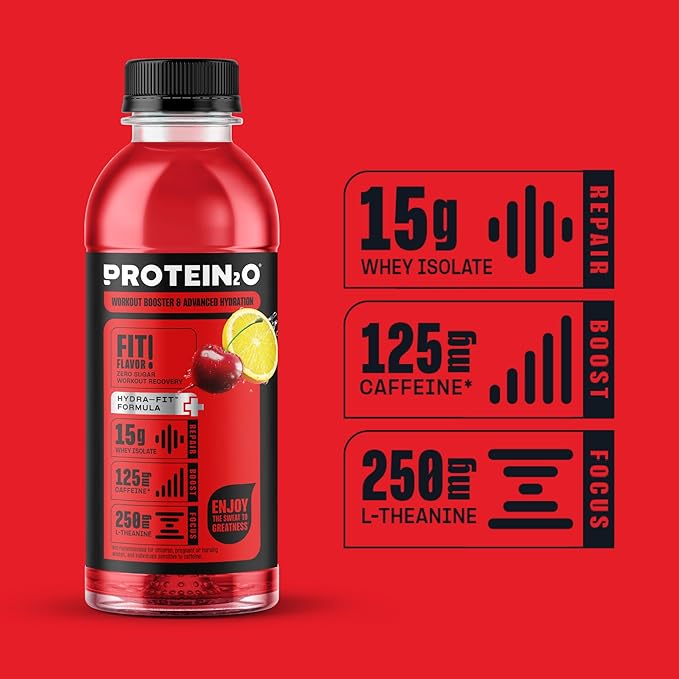 Protein2o 15g Whey Protein Infused Water Plus EnergyCherry Lemonade16.9 oz Bottle(Pack of 24)