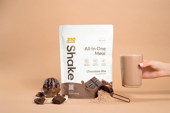 310 Nutrition Meal Replacement Shake Powder Starter Kit with Shaker Cup – Vegan Protein Fiber &amp Superfood Blend – Sugar-Free Low Carb Keto &amp Paleo Friendly – Chocolate Bliss - 14 Servings