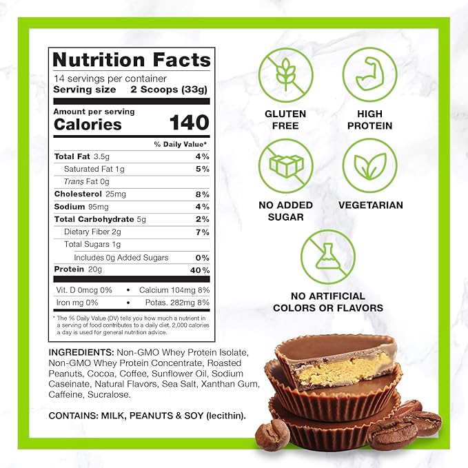 Chike Chocolate Peanut Butter High Protein Iced Coffee 20 G Protein 2 Shots Espresso 1 G Sugar Keto Friendly and Gluten Free 14 Servings (16.3 Ounce)
