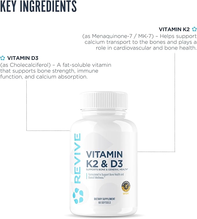 Revive MD Pure Magnesium Glycinate &amp Vitamin D3 &amp K2 Supplement Bundle