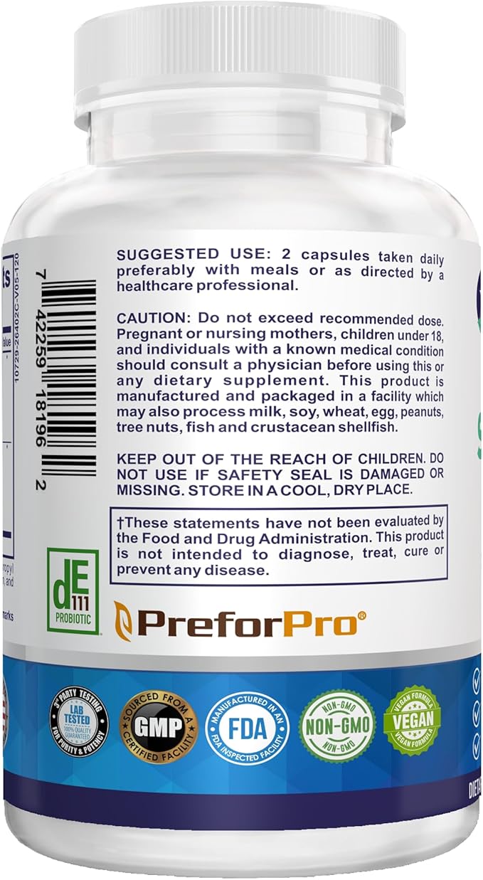 Spore Probiotic Capsules for Women &amp Men Bacillus Subtilis + Advanced Phage – Gut Health &amp Digestive Comfort Shelf-Stable Survives Stomach Acid – 120 Delayed Release Capsules