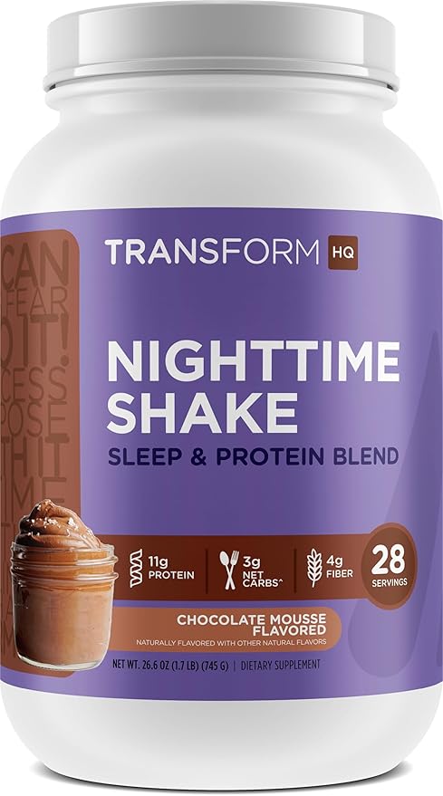 TransformHQ Nighttime Shake Sleep + Protein Blend 28 Servings Chocolate Mousse Flavor
