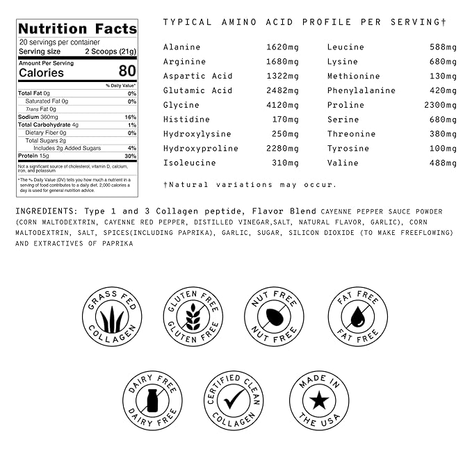 Meal Boosters Savory Buffalo Protein Powder | 15g Spicy Protein Keto Friendly Cooking Supplement for Gut Health &amp Recovery Collagen Peptides | 6 Individual Servings
