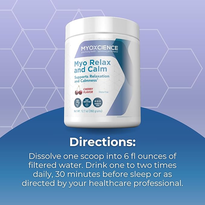 MYOXCIENCE Myo Relax &amp Calm | Myo-Inositol L-Theanine Taurine Magnesium &amp GABA | Supports Sleep Neurotransmitter and Hormone Support (Cherry Flavor) (60 Servings)