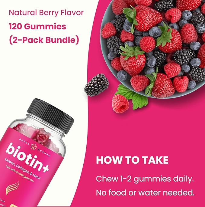 NutraChamps Complete Hair Skin &amp Nails Bundle. Biotin Collagen Keratin