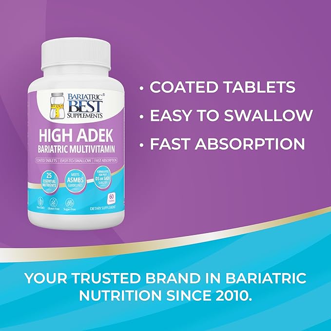 High A D E K Bariatric Multivitamin for Post DS/SADI Surgery 25 Essential Nutrients for Post-Weight Loss Surgery 60 Tablets Meets ASMBS Guidelines for Bariatric Bypass