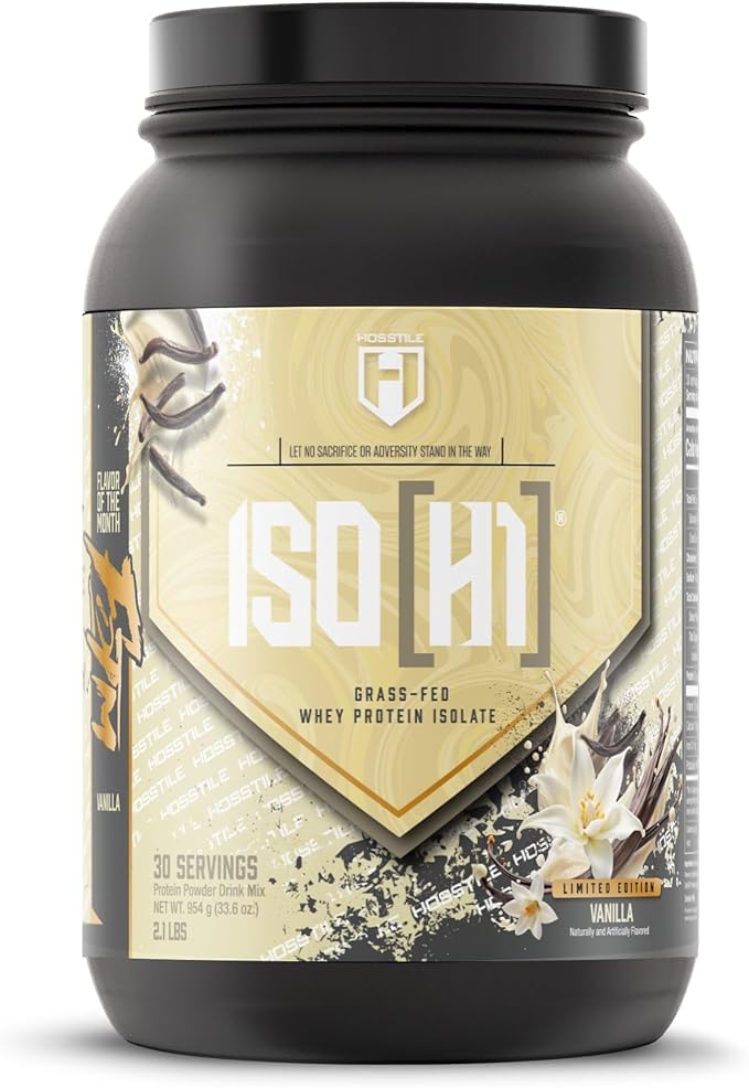 HOSSTILE ISO[H1] Grass Fed Whey Protein Isolate with Digestive Enzymes Whey Protein Powder for Muscle Gain &amp Muscle Recovery Post Workout Recovery Drink Vanilla 30 Servings