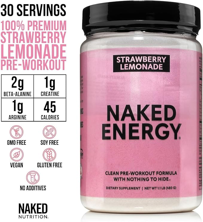 NAKED Vanilla Whey Isolate Protein Powder (24 Servings) Strawberry Lemonade Energy Pre Workout (30 Servings) – Grass-Fed Non-GMO Gluten Free Soy Free Vegan Friendly
