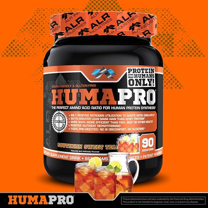 Humapro | Amino Acids Protein Matrix for Humans | 99% Utilization for Lean Muscle | Vegan Gluten Free | 667g / 90 Servings (Southern Sweet Tea)