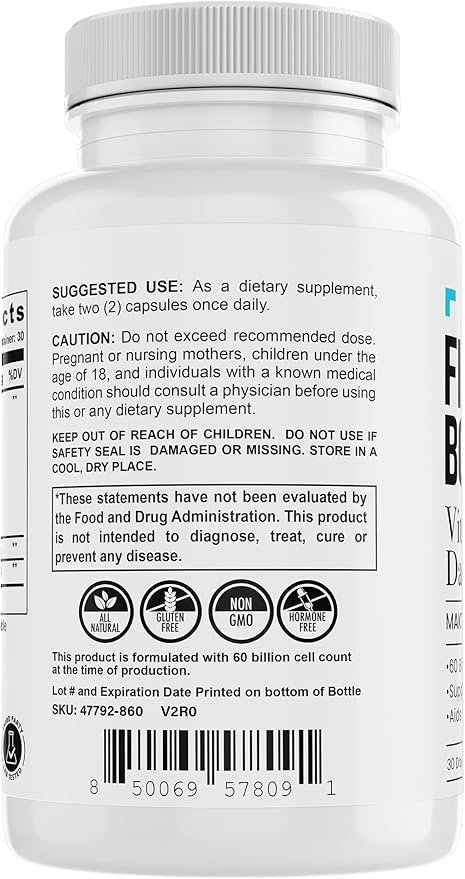 VitalMatrix Daily Probiotic | 60 Billion CFU | Digestive Immune &amp Women’s Microbiome Support | Advanced Delivery | 30 Day Supply