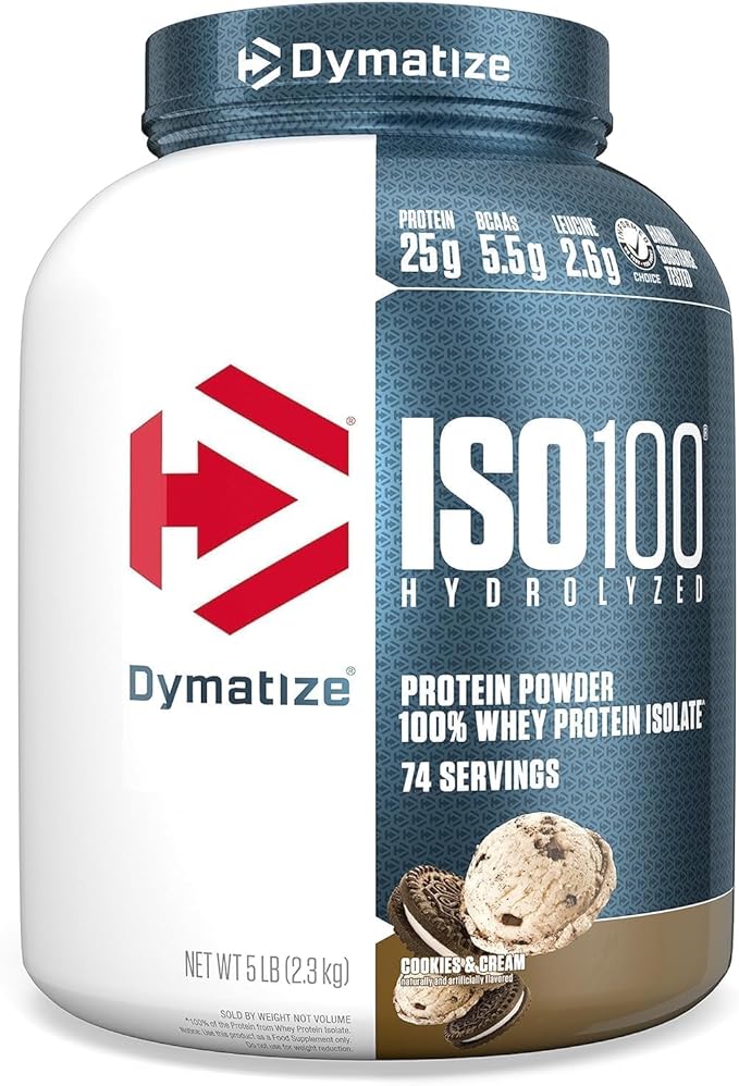 Dymatize ISO100 Hydrolyzed Protein Powder 100% Whey Isolate Protein 25g of Protein &amp ISO100 Hydrolyzed Protein Powder 100% Whey Isolate Dunkin' Glazed Donut Flavor