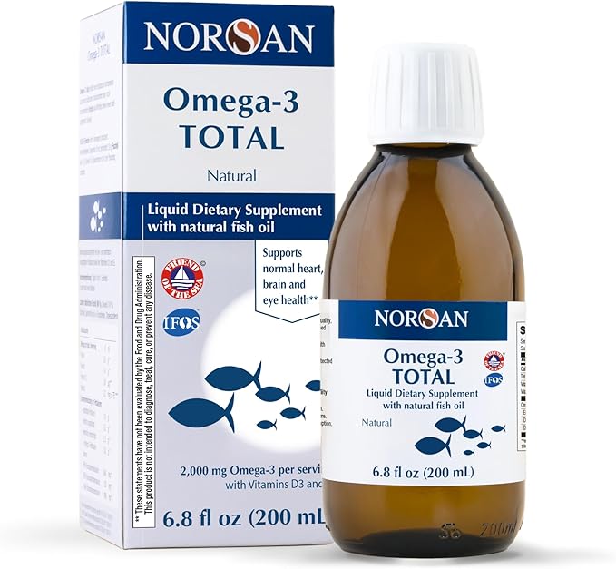 NORSAN Omega-3 Total Liquid Fish Oil – High-Dose 2000mg Omega-3 per Serving | Supports Heart Brain &amp Vision* | Friend of the Sea Certified | 6.8 fl oz Bottle (200ml)