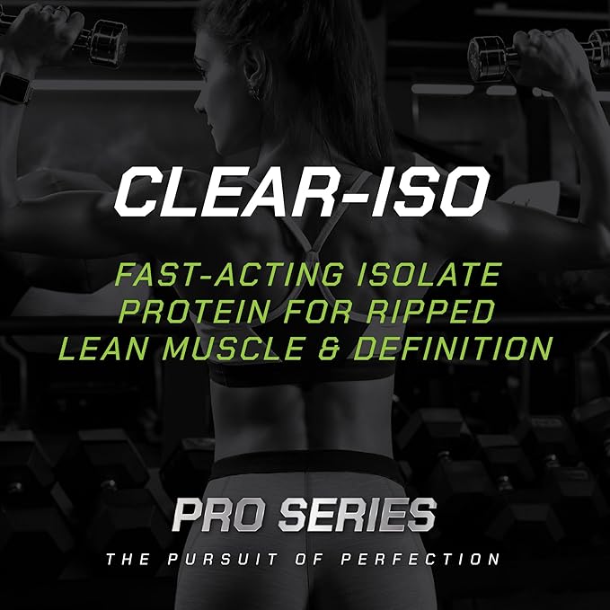 MusclePharm Pro Series Clear-ISO Clear Protein Powder 20g Fast-Acting Whey Isolate per Serving Plus BCAAs &amp L Glutamine | Pro-Grade Muscle Recovery &amp Growth | Sour Peach Rings 1.14 lb 20 S