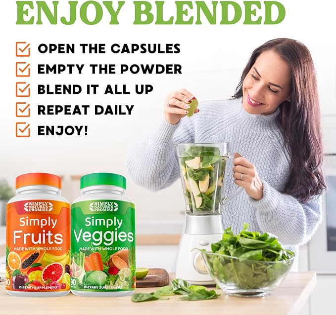 Simply Nature's Pledge - Packed with Over 40 Different Fruits &amp Vegetables - 4 Month Supply- Made with Whole Food Superfoods - with Aloe Vera – 100% Soy Free - 720 Capsules