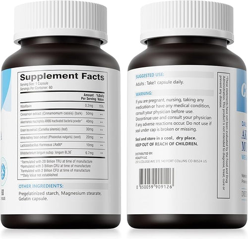 Akkermansia muciniphila Probiotic Supplement 1000 mg - 60 Vegetarian Capsules