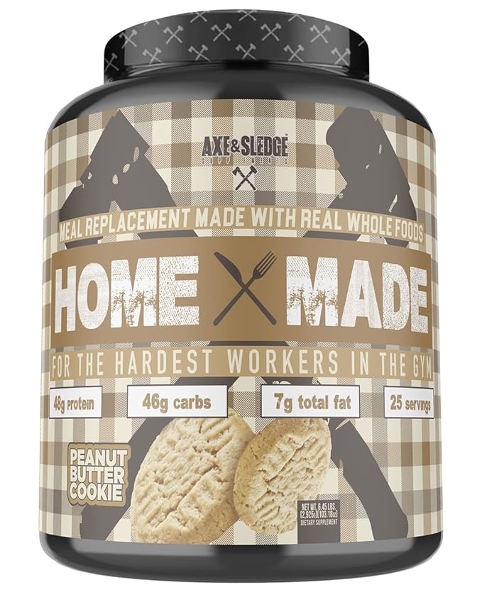 Axe &amp Sledge Supplements Home Made Whole-Foods-Based Meal Replacement Powder with Digestive Enzymes Protein Carbohydrates and Fats 25 servings (Peanut Butter Cookie)
