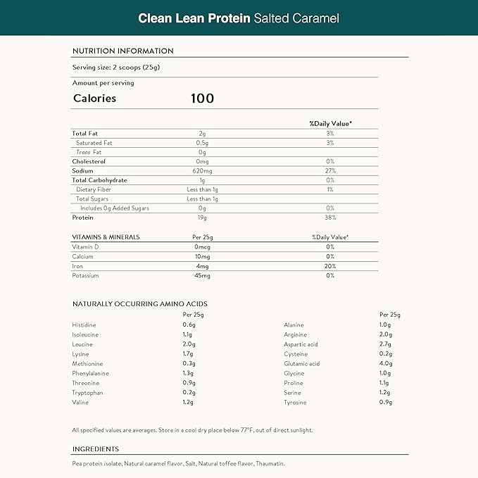 Nuzest - Pea Protein Powder - Clean Lean Protein Premium Vegan Plant Based Protein Powder Dairy Free Gluten Free GMO Free Protein Shake (8.8 Ounce (Pack of 1) Salted Caramel)