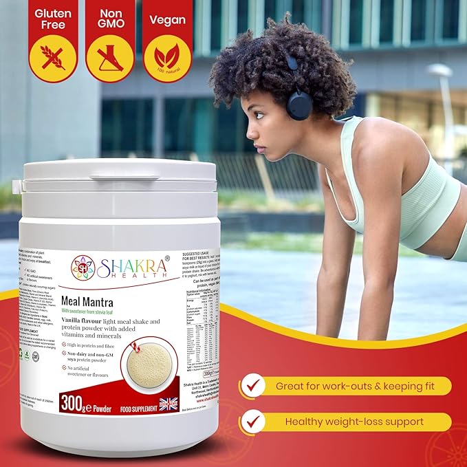 Meal Mantra Vanilla Vegan Isolate Protein Workout Powder Drink for Gym &amp Training. Build Muscle &amp Get Toned | Spiritually Aligned Supplements. Shakra Health