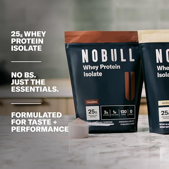 NOBULL Grass-Fed Whey Protein Isolate | Clean Whey Protein Powder for Muscle Growth Recovery &amp Performance Nutrition Vanilla 30 Servings