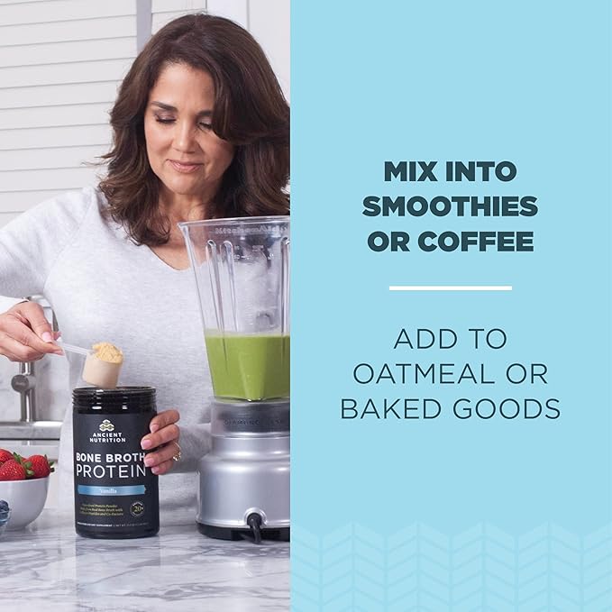 Ancient Nutrition Bone Broth Protein Powder Vanilla 40 Servings + Multi Collagen Protein Powder Unflavored 45 Servings