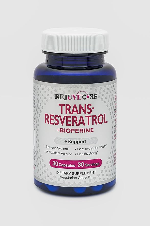 Trans-Resveratrol + Bioperine 30 Vegetarian Capsules Antioxidant Support Non-GMO