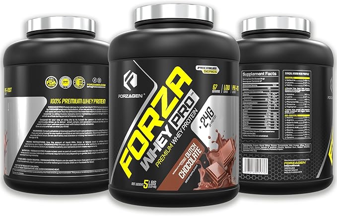 Forzagen Whey PRO Low Carb Protein Powder | 24g of Protein per Serving No Added Sugar Gluten Free Premium Whey for Shakes &amp Mixes for Men &amp Women BCAA | Dutch Chocolate 5 lbs. (67 Serving
