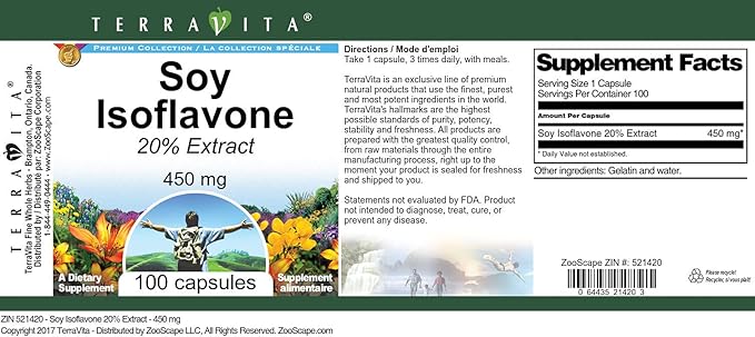 Soy Isoflavone 20% - 450 mg (100 Capsules ZIN: 521420) - 3 Pack