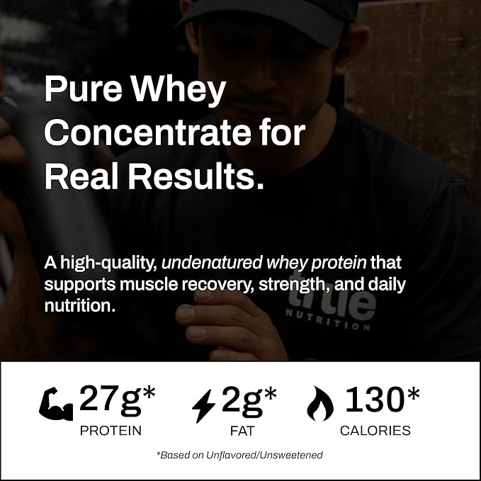 True Nutrition Whey Protein Concentrate Powder - 24g Complete Whey Protein per Serving - High Leucine Full Amino Acid Profile - Unflavored &amp Unsweetened - Gluten Free Soy Free Vegetarian - 2lb