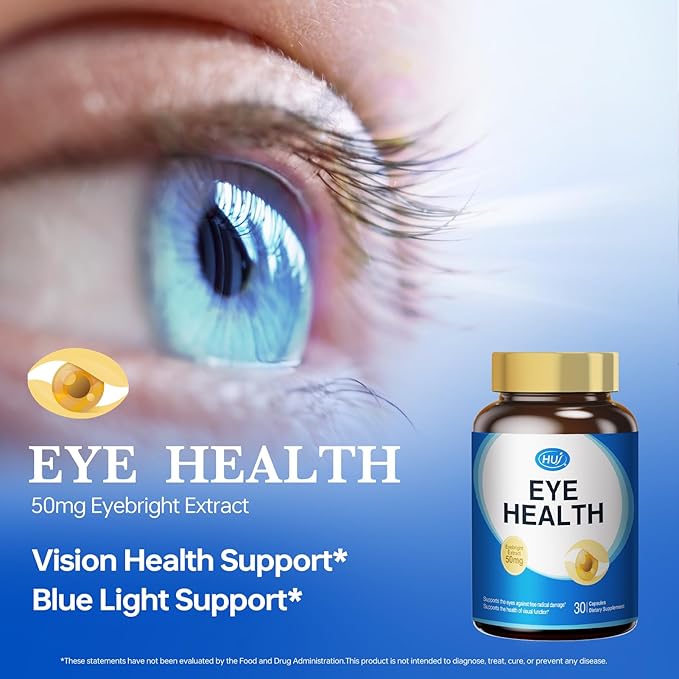 HUJ Eye Health - Eye Supplement for Adults with Pycnogenol®(French Maritime Pine Bark Extract)Bilberry ExtractLutein - Supports Vision Eye Function and Blue Light Protection* - 30 Capsules