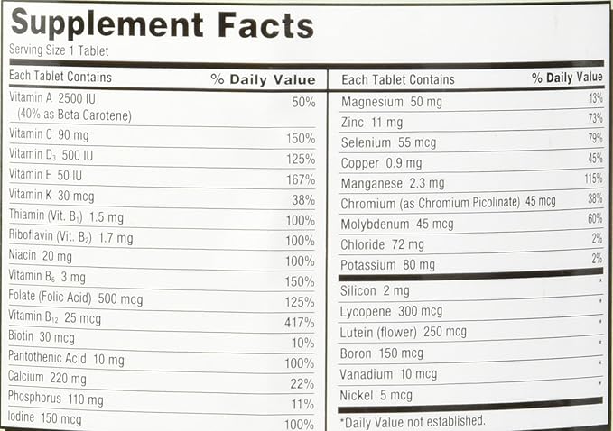 Kirkland Signature Adult 50+ Multi Vitamins &amp Minerals 400 Tablets (5 Pack)