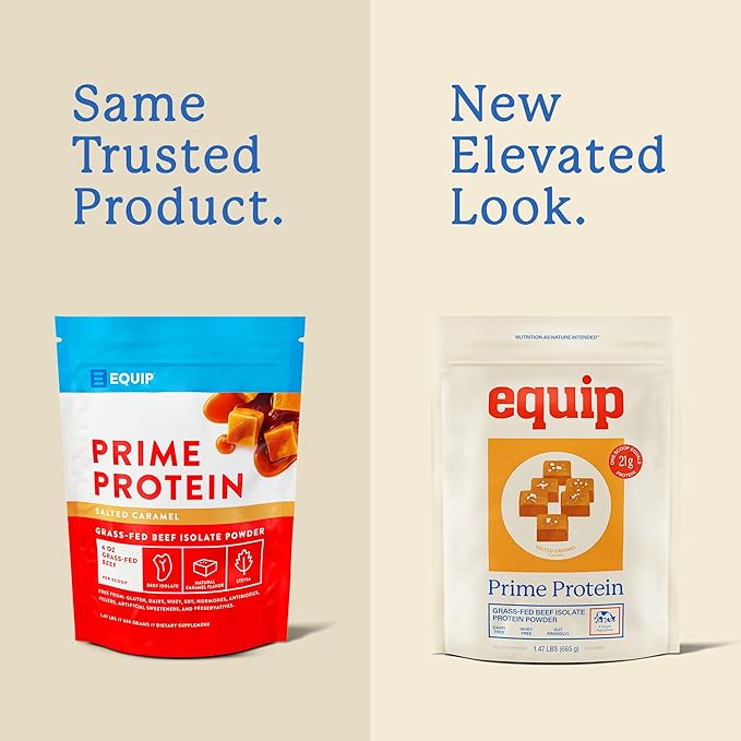 Equip Foods Prime Protein Powder | Clean Grass Fed Beef Protein Powder Carnivore Protein Isolate | Paleo Keto Friendly Gluten &amp Dairy Free Helps Build &amp Repair Tissue| 30 Servings Salted