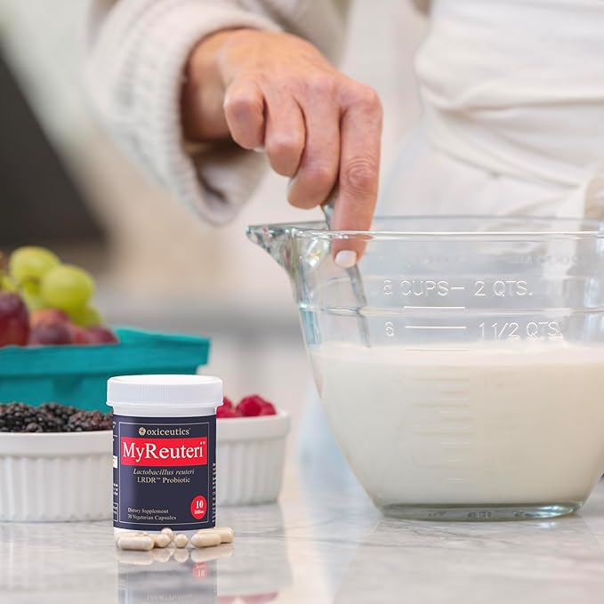 MyReuteri™ 10 Billion CFU Probiotic – Foundational-Strength L. reuteri LRDR™ + FOS Prebiotic – by Dr. William Davis – Makes Yogurt-Like Superfood – 30 Veg Capsules
