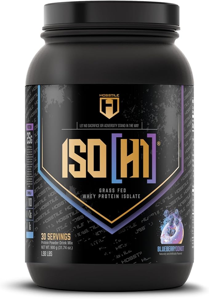 HOSSTILE ISO[H1] Grass Fed Whey Protein Isolate with Digestive Enzymes Whey Protein Powder for Muscle Gain &amp Muscle Recovery Post Workout Recovery Drink Blueberry Donut 30 Servings